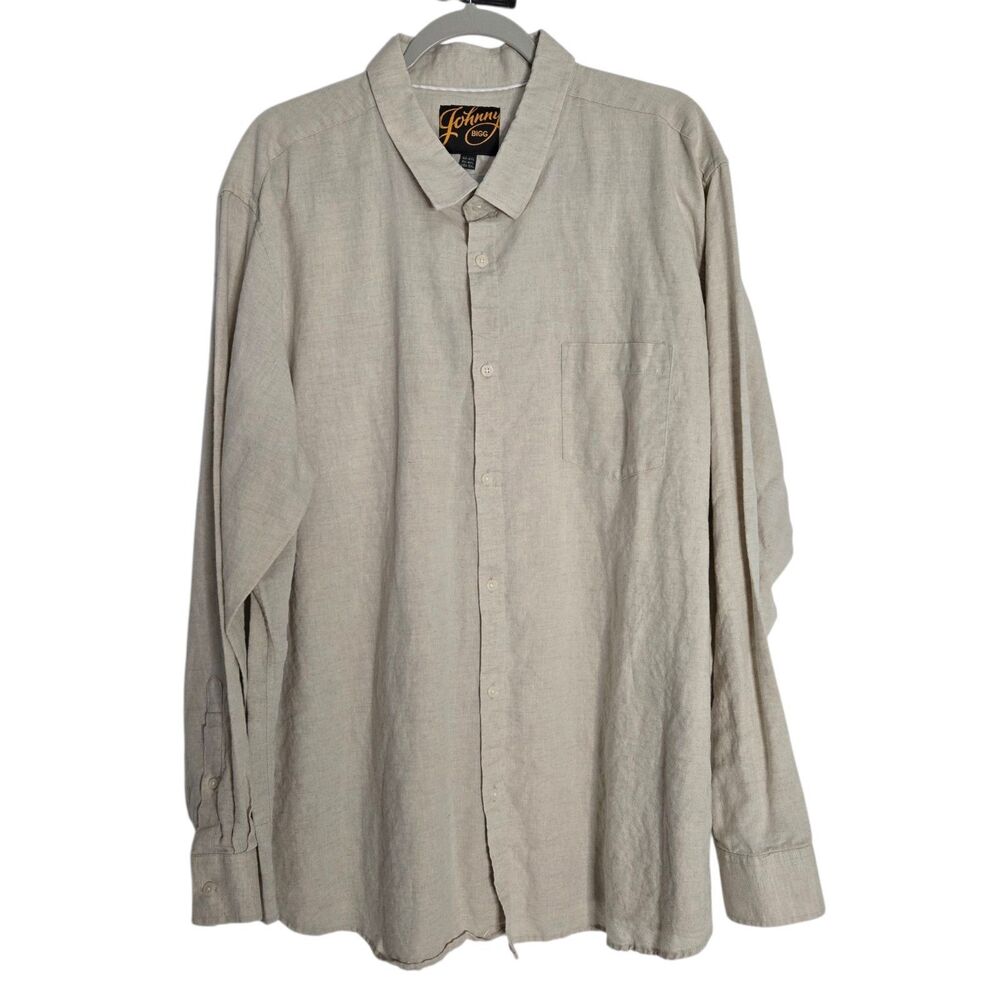 Johnny Bigg Shirt Linen Cotton Oatmeal Mens Size 2XL Button-Down Casual
